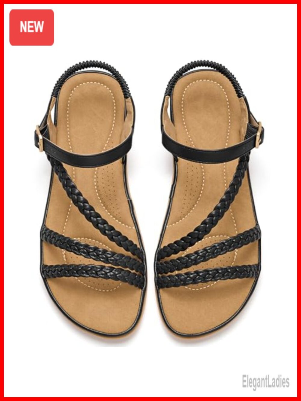 Woven Cross PU Leather Strappy Flat Sandals Cushioned Non-Slip Walking